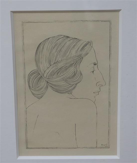 Eric Gill, copper plate engraving, portrait of a lady from the Cleverdon Edition 1924, signed in the plate, 19.5 x 13cm